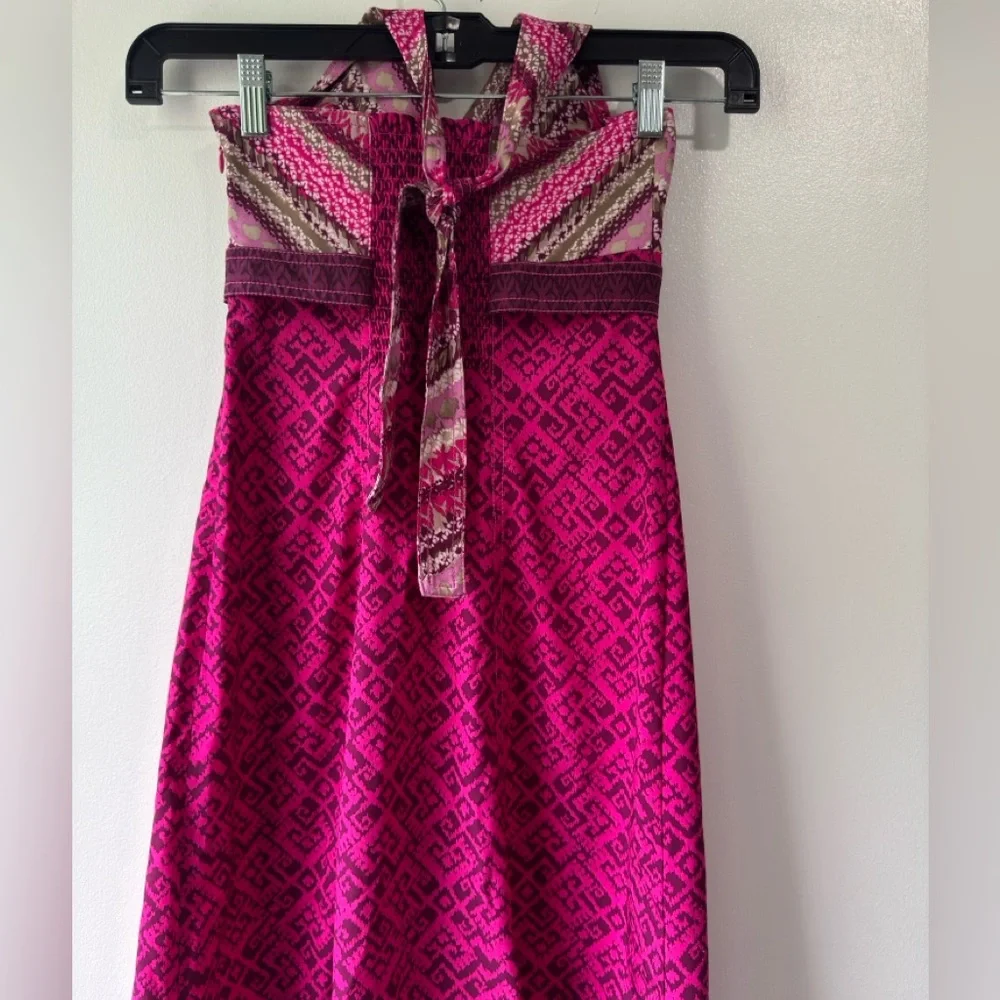 Athleta Pink Patterned Halter Neck Dress